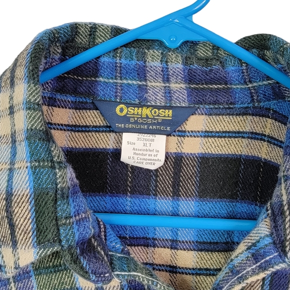 OshKosh B'Gosh Vintage Heavy Thick Fall Winter Button Down Flannel Shirt XLT - Picture 8 of 13